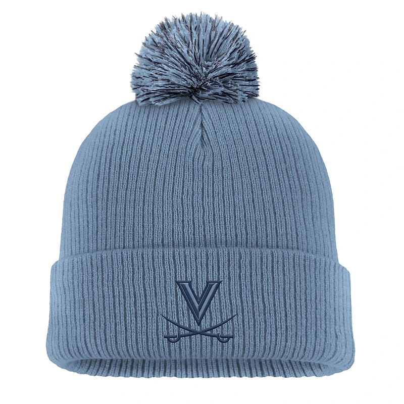 Bonnet Nike Virginia Cavaliers bleu pour homme, à revers ton sur ton et pompon