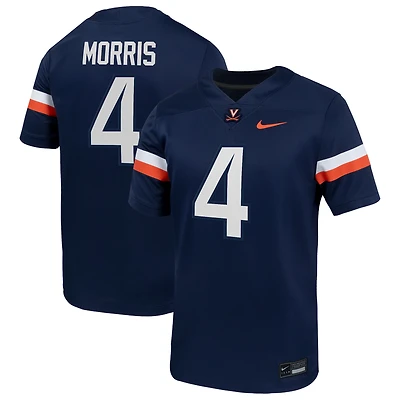 Maillot de football Nike Chandler Morris bleu marine pour homme, domicile des Virginia Cavaliers, match NIL