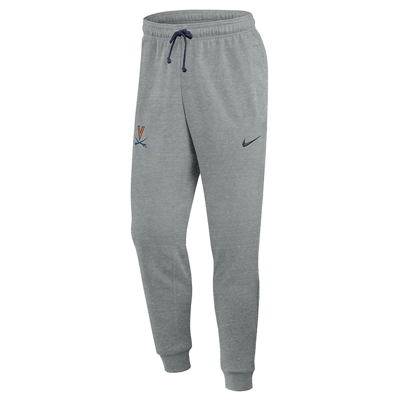 Pantalon de survêtement Nike pour homme, gris chiné, Virginia Cavaliers, coupe fuselée, idéal l'entraînement basketball.