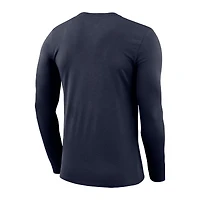 T-shirt de basket-ball Nike Navy Virginia Cavaliers Shootaround à manches longues pour homme