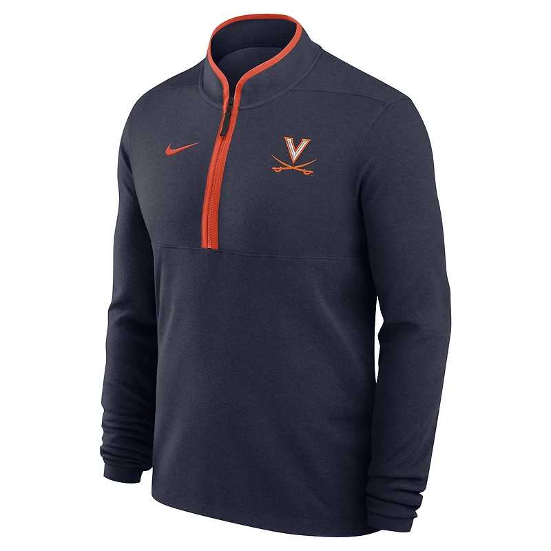 Men's Nike Navy Virginia Cavaliers Coaches Courtside Basketball Victory Performance Quarter-Zip Top