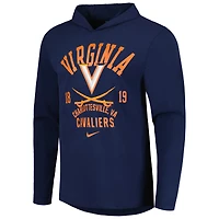 T-shirt à capuche manches longues Nike Virginia Cavaliers Performance pour homme, bleu marine