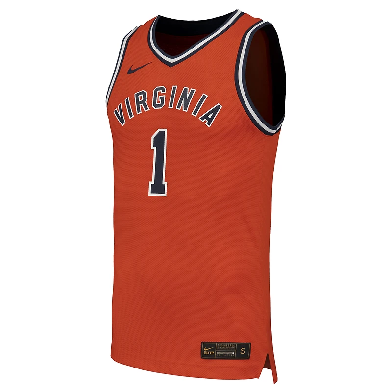 Maillot de basket-ball Nike #1 Orange Virginia Cavaliers Throwback Replica pour homme