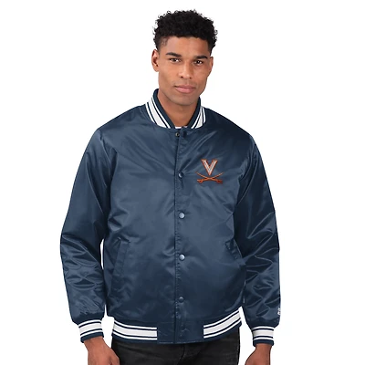Men's Starter Navy Virginia Cavaliers Core Satin Varsity Full-Snap Jacket