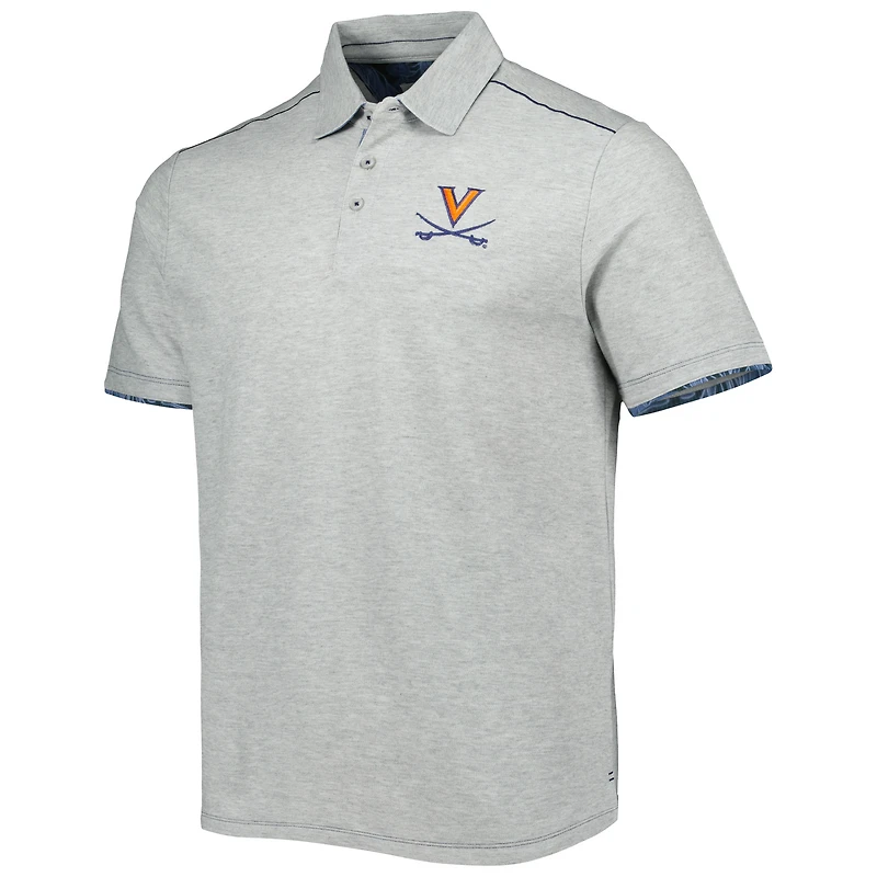 Men's Tommy Bahama Heathered Gray Virginia Cavaliers IslandZone Tailgater Polo