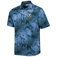 Men's Tommy Bahama Navy Virginia Cavaliers Coast Luminescent Fronds IslandZone Button-Up Camp Shirt