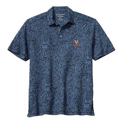 Polo Tommy Bahama pour homme, bleu marine, Virginia Cavaliers, IslandZone Wild Hibiscus Tri-Blend