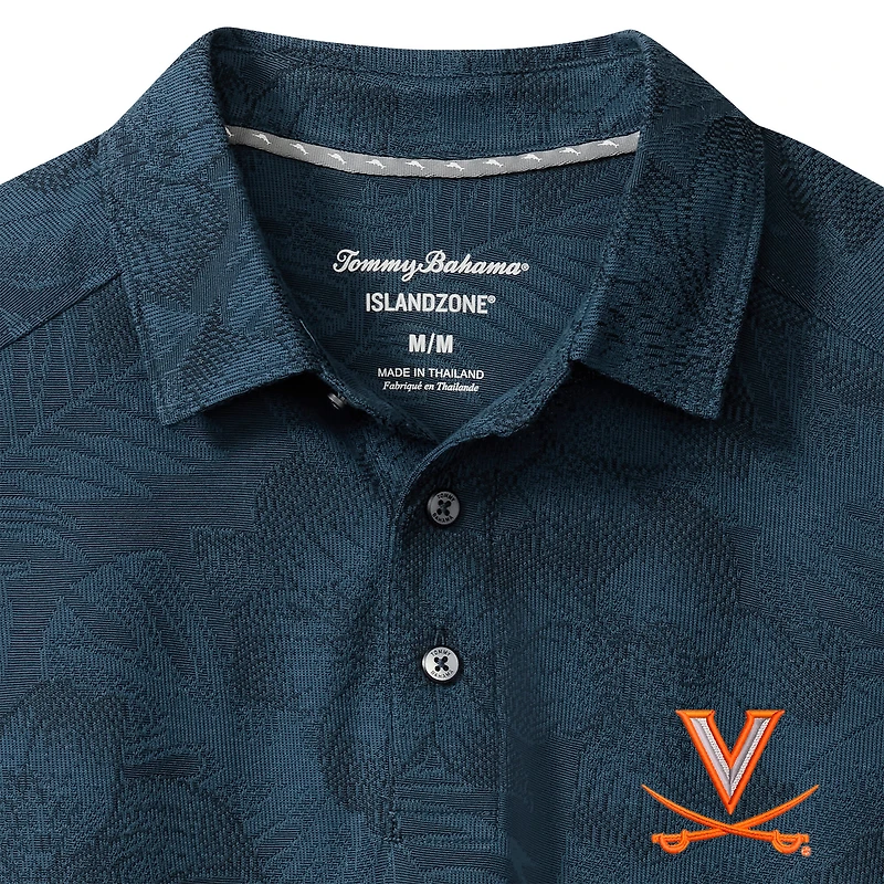 Polo Tommy Bahama bleu marine Virginia Cavaliers Palm Fresco Hibiscus IslandZone® pour homme