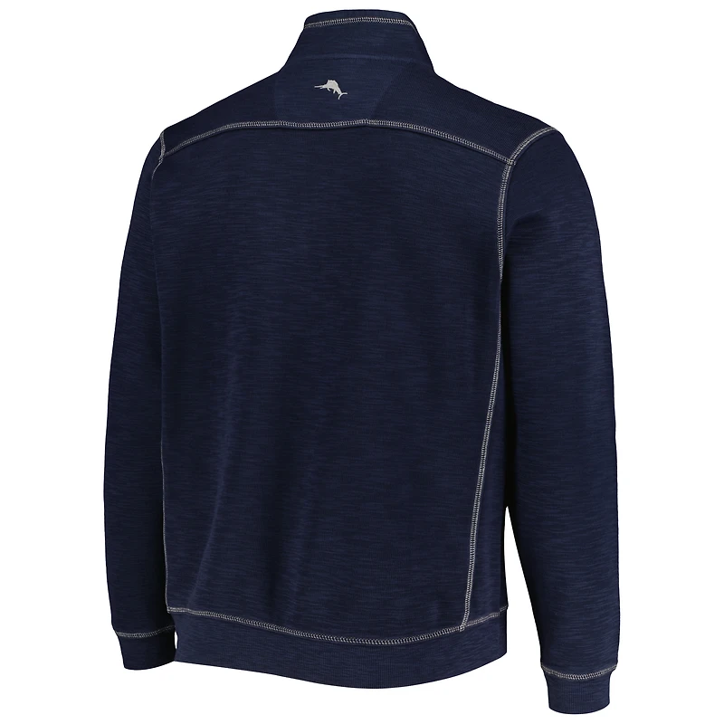 Veste Tommy Bahama pour homme, bleu marine, Virginia Cavaliers Sport Tobago Bay, en mélange de trois matières, col montant et demi-zip