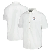 Men's Tommy Bahama White Virginia Cavaliers Coconut Point Palm Vista IslandZone Camp Button-Up Shirt