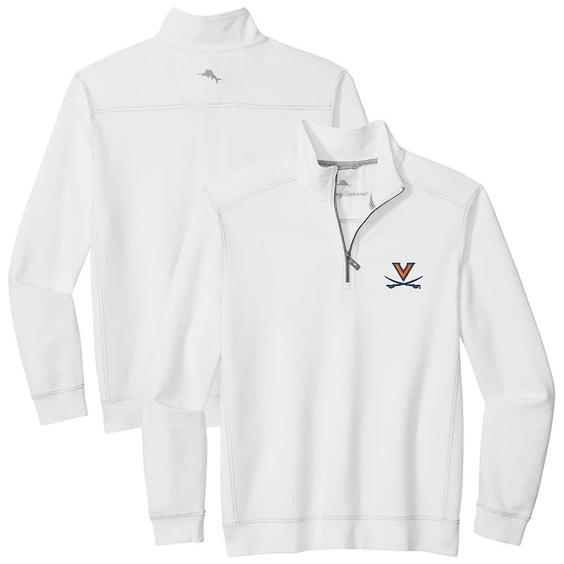 Veste demi-zip Tommy Bahama blanche pour homme des Virginia Cavaliers Montego Bay