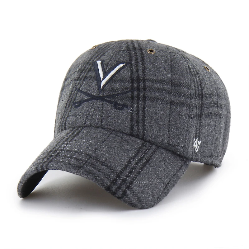 Unisex '47 Gray Virginia Cavaliers Plaid Windowpane Clean Up Adjustable Hat
