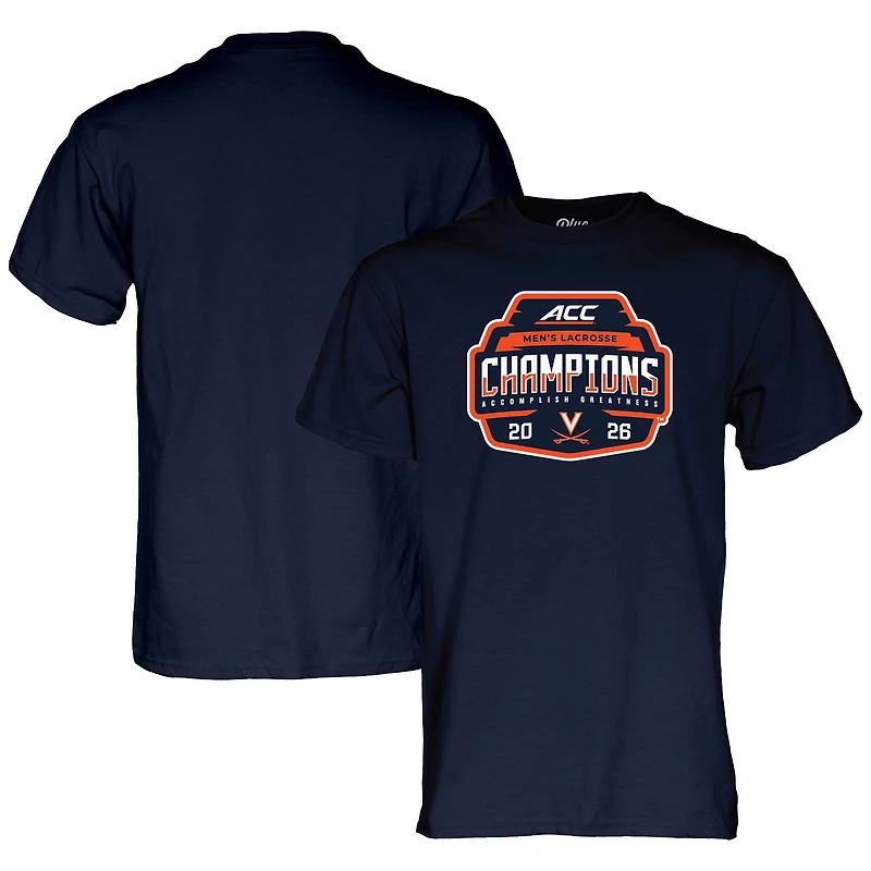 T-shirt unisexe bleu marine 84 Virginia Cavaliers, champions du tournoi ACC de crosse masculine 2026
