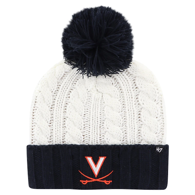 Women's '47 White Virginia Cavaliers Fireside Cuffed Knit Hat with Pom