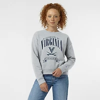Women's Champion  Heather Gray Virginia Cavaliers Academic Crest Powerblend Crewneck Sweatshirt