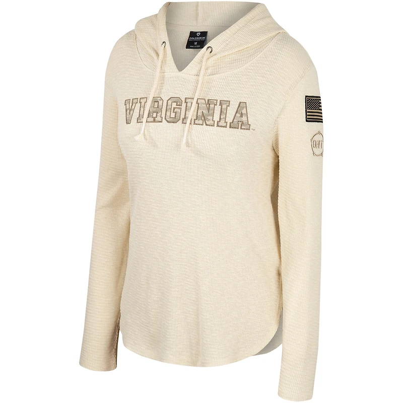 Women's Colosseum Cream Virginia Cavaliers OHT Military Appreciation Casey Raglan Long Sleeve Hoodie T-Shirt