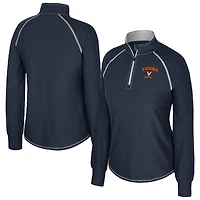 Haut Bikram Raglan à fermeture éclair quart de tour pour femme Colosseum Navy Virginia Cavaliers