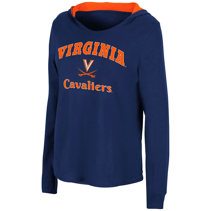 Colosseum Navy Virginia Cavaliers Catalina Sweat à capuche T-shirt manches longues pour femme