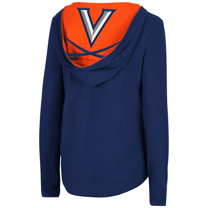 Colosseum Navy Virginia Cavaliers Catalina Sweat à capuche T-shirt manches longues pour femme