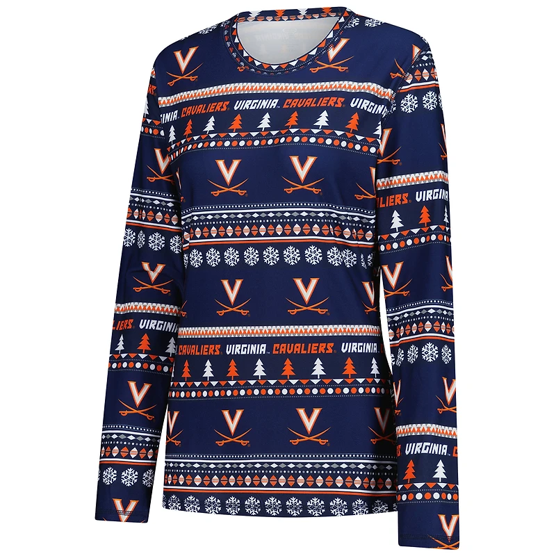 Ensemble de nuit pour femme Concepts Sport Navy Virginia Cavaliers, pull moche, haut à manches longues et pantalon vacances