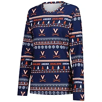 Ensemble de nuit pour femme Concepts Sport Navy Virginia Cavaliers, pull moche, haut à manches longues et pantalon vacances