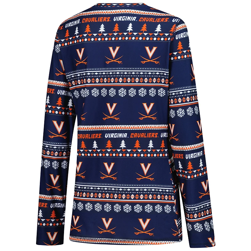 Ensemble de nuit pour femme Concepts Sport Navy Virginia Cavaliers, pull moche, haut à manches longues et pantalon vacances