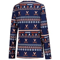 Ensemble de nuit pour femme Concepts Sport Navy Virginia Cavaliers, pull moche, haut à manches longues et pantalon vacances