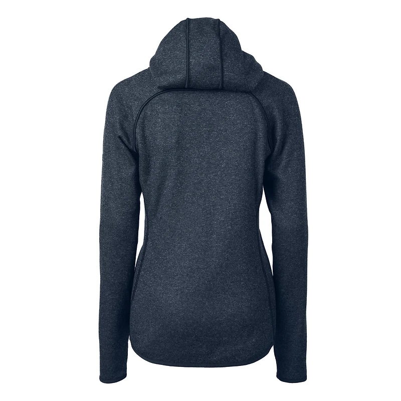 Women's Cutter & Buck Heather Navy Virginia Cavaliers Vintage Mainsail Sweater-Knit Full-Zip Hoodie