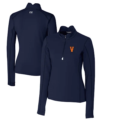 Women's Cutter & Buck Navy Virginia Cavaliers Vintage Traverse Stretch Quarter-Zip Pullover Top