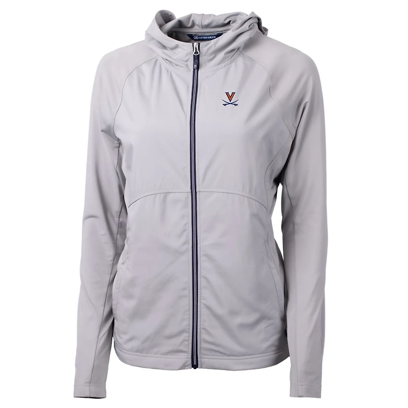 Women's Cutter & Buck Silver Virginia Cavaliers Adapt Eco Knit Full-Zip Jacket