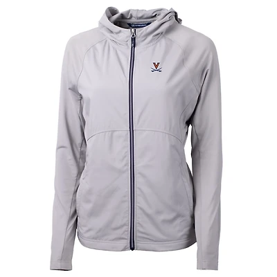 Women's Cutter & Buck Silver Virginia Cavaliers Adapt Eco Knit Full-Zip Jacket