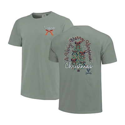 Women's  Light Green Virginia Cavaliers Christmas Tree Comfort Colors T-Shirt