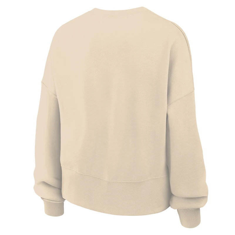 Women's Nike Natural Virginia Cavaliers Phoenix Fleece Oversized Cropped Sweatshirt