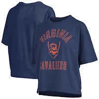 Women's Pressbox Navy Virginia Cavaliers Motley Crew Bishop Waist Length Oversized Slub T-Shirt
