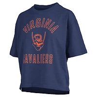 Women's Pressbox Navy Virginia Cavaliers Motley Crew Bishop Waist Length Oversized Slub T-Shirt