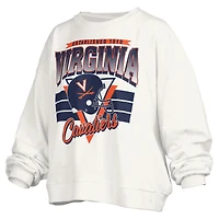 Sweat-shirt surdimensionné rétro Janice blanc des Virginia Cavaliers pour femme, longueur à la taille