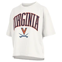 T-shirt oversize à manches longues en jersey flammé blanc Pressbox pour femme, Virginia Cavaliers, grandes tailles, Nelson Motley Crew