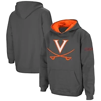 Chandail à capuchon gros logo gris anthracite Virginia Cavaliers pour jeune