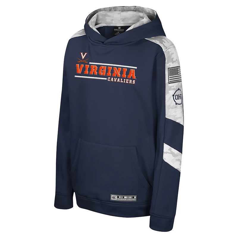 Sweat à capuche camouflage numérique Cyclone pour jeunes Colosseum Navy Virginia Cavaliers OHT