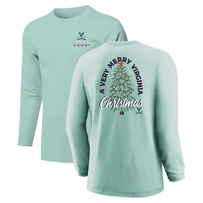 T-shirt à manches longues vert clair pour jeunes des Virginia Cavaliers, motif sapin de Noël
