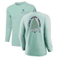 T-shirt à manches longues vert clair pour jeunes des Virginia Cavaliers, motif sapin de Noël
