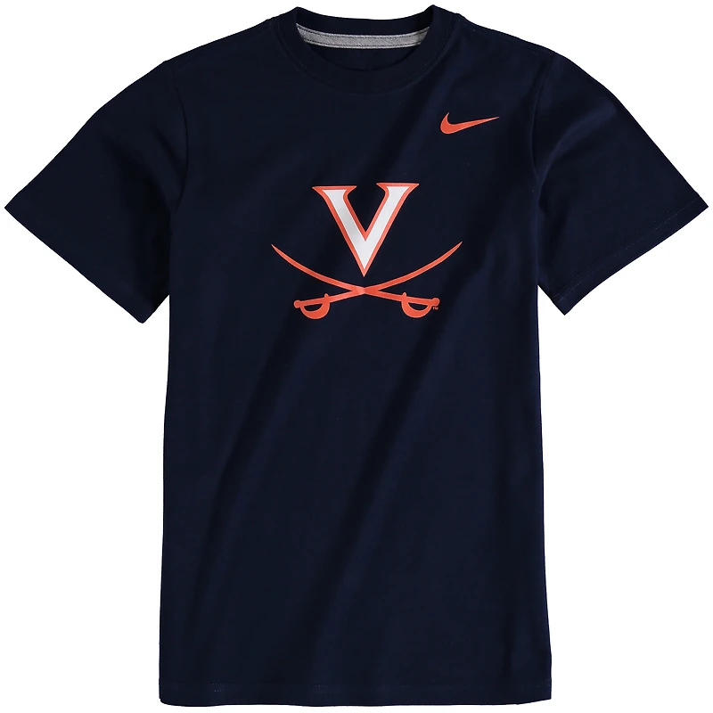T-shirt à logo en coton Nike Virginia Cavaliers pour jeune, bleu marine