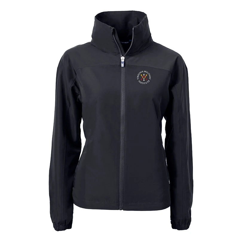 Women's Cutter & Buck  Black Virginia Military Institute Keydets Charter Eco Recycled Full-Zip Jacket