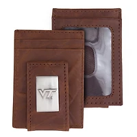 Brown Virginia Tech Hokies Leather Front Pocket Wallet
