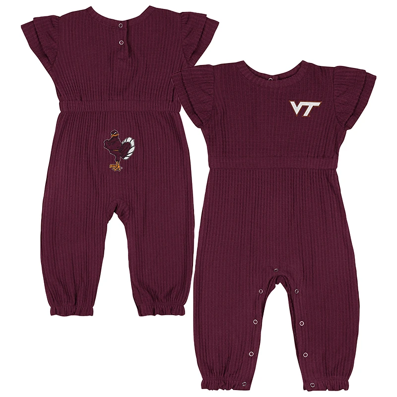 Barboteuse en tricot gaufré Beautopia pour bébé Colosseum Maroon Virginia Tech Hokies