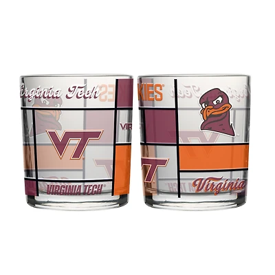 Logo Brands Virginia Tech Hokies 12oz. Quilted Stained Two-Pack Rocks Glass Set