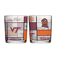 Logo Brands Virginia Tech Hokies 12oz. Quilted Stained Two-Pack Rocks Glass Set