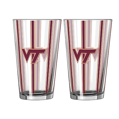 Logo Brands Virginia Tech Hokies Two-Piece 16oz. Striped Pint Glass Set