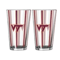 Logo Brands Virginia Tech Hokies Two-Piece 16oz. Striped Pint Glass Set