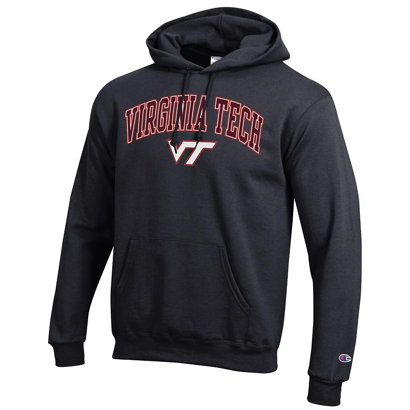 Sweat à capuche en polaire logo arqué Champion Heather Grey pour homme des Virginia Tech Hokies